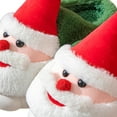 thumbnail image 4 of 1 Pair Santa Claus Slippers Warm Plush Cotton Slipper with Santa Hat Non-slip Christmas Winter House Shoes for Adults And Kids-38-39,Green, 4 of 8