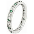 thumbnail image 4 of 1/8 Lab Created Green Emerald Eternity Band Ring in Sterling Silver, 4 of 5