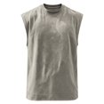 thumbnail image 5 of Solid Vintage Washed Crew Neck Muscle Tank Top Men Loose Wide Arm Cut Breathable Sleeveless Tee for Fitness Outdoor Casual Daily Looks Gray XXL, 5 of 5
