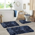 thumbnail image 4 of Dademeo Clearance Bath Rugs and Mat Sets Clearance 4 Piece Bath Rugs Set U-Shaped Contour Rug,Mat and Toilet Lid Cover,Soft Microfiber Shaggy Bathroom Mats,Dark Blue, 4 of 9