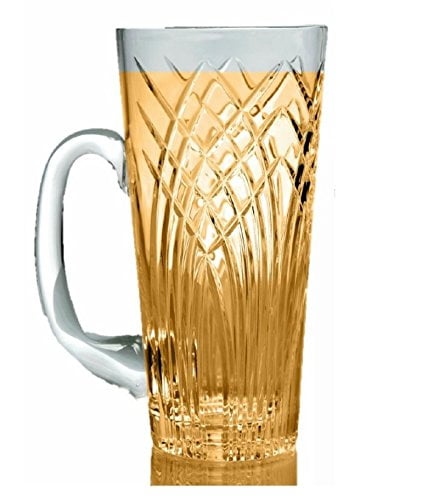 GAC Crystal Glass Beer Mug with Handle, 16oz Glass Beer Stein Stunning Hand Cut Design... by GAC