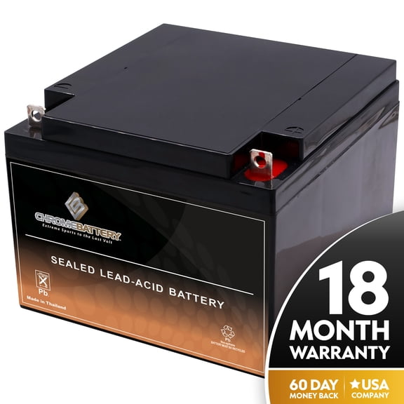 Chrome Battery 12V (12 Volt) (12 Volt) 24Ah Sealed Lead Acid (SLA) Battery - T3 Terminals - for Zb-12-24