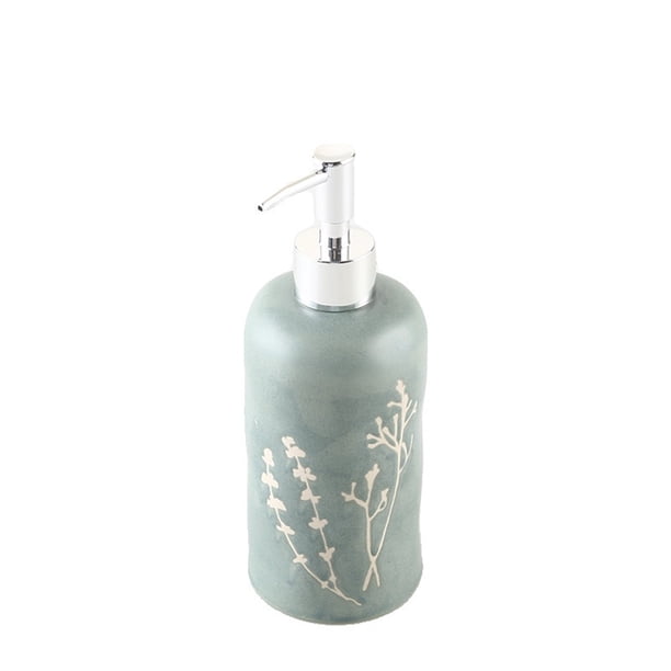 Dispensador de jabón de cerámica for encimera, botella dispensadora de líquido con bomba, dispensador de jabón de baño for líquido recargable, 440ml