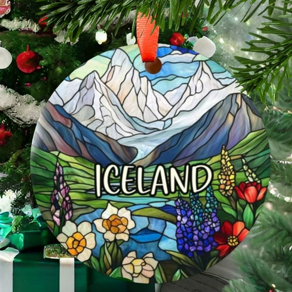 Iceland Christmas Ornament, Ceramic/Acrylic - Iceland City Travel Souvenir, Holiday Tree Decoration, Vacation Keepsake 2025, Wanderlust Gift, Commemorative 2025