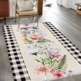 thumbnail image 2 of Rectangle Area Rugs 4 x 6 Ft, Pink Spring Floral Non-Slip Residential Carpet, Black White Plaid Pastoral Flowers Rustic Indoor Crawling Mats Runner Rugs for Living Room/Dining Room/Bedroom, 2 of 8