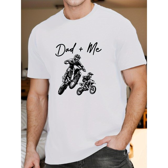Dad And Me Men'S Short Sleeve T-shirt Summer T-shirt Top, Men's Comfy T-shirt, Crew Neck, Short Sleeves, Graphic Tee Men's Summer Outdoor Clothes, Men's Clothing, Tops For Men, Casual Sporty Tee