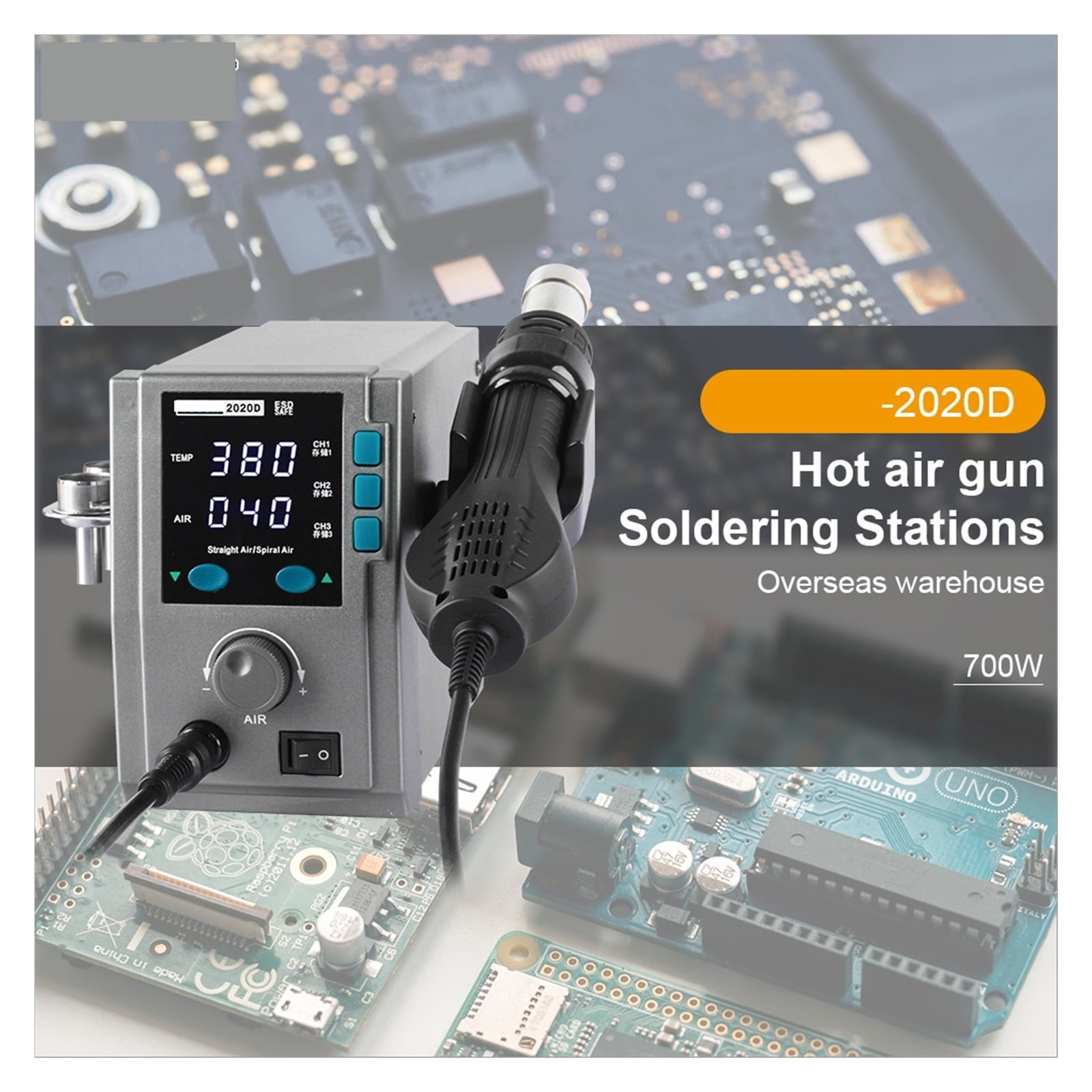 2020D 700W Hot Air Rework Station, Digital SMD Heat Gun for Phone PCB