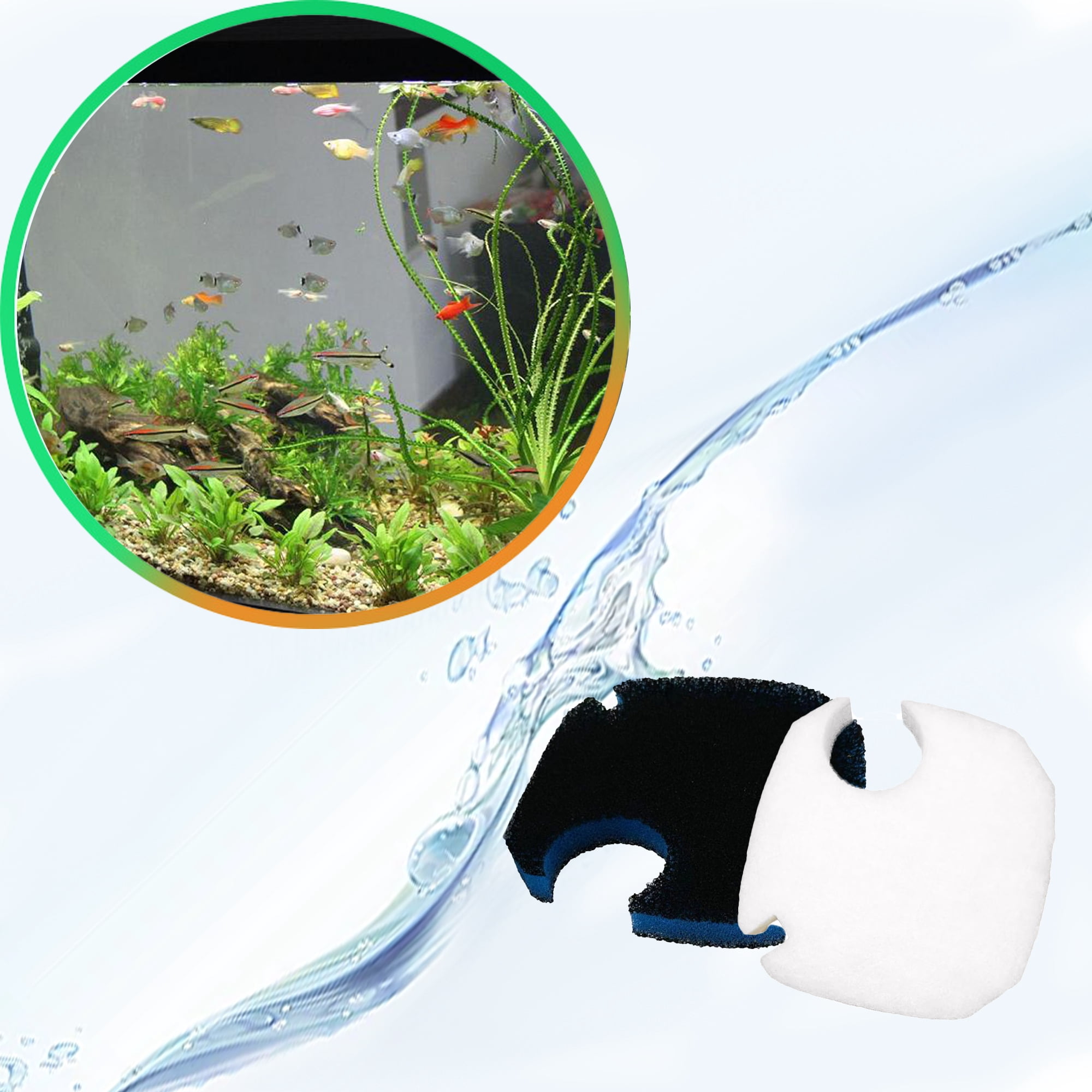TropicAqua Replacement Aquarium Fine Filter Water Polishing Pads Sponge & Activated Carbon Bio Pads Suitable for AMOSIJOY 172 225 265GPH, 8 Pack