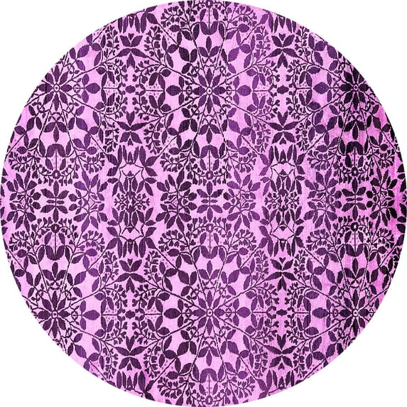 Ahgly Company Indoor Round Abstract Pink Modern Area Rugs, 3' Round