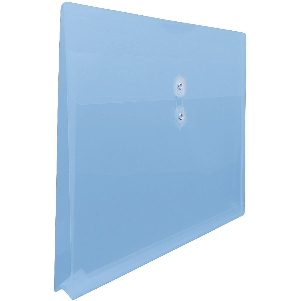 JAM Paper Plastic Envelopes with Button & String Tie Closure, Large Booklet, 3 x 18, Blue, 3/Pack