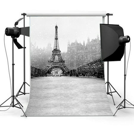 3ft x 5ft Snowflake Eiffel Tower Paris Background Screen Photography Backdrop Studio Video Photoshoot