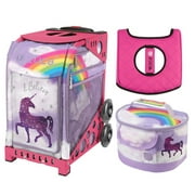 Zuca 18" Sport Bag - (Unicorn 2) with Lunchbox and Zuca Seat Cover (Pink Frame)