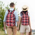 thumbnail image 4 of Disketp Heart Plaid print Canvas Backpack Lightweight Travel Daypack Student Rucksack Laptop Backpack-, 4 of 5