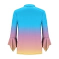 thumbnail image 6 of Clearance under 10$ Sevevn Women's Casual Printed 3/4 Sleeve Comfortable Blouse Button Decoration Lapel Fashionable Tops Deal of the Week Sky Blue XXL, 6 of 7