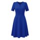 thumbnail image 2 of Vestido de Negocios INSPIRE CHIC para Mujer, con escote corazón, plisado, de manga corta, estilo A-Line, vestido ajustado XL azul, 2 of 6