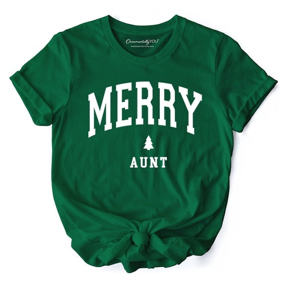 Merry Aunt Retro Christmas T-Shirt, Matching Family Holiday Tee