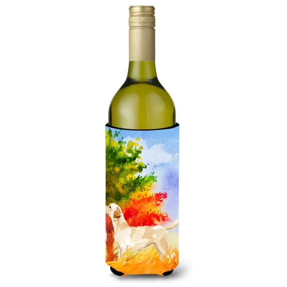 Carolines Treasures CK1938LITERK Fall Yellow Labrador Retriever Wine Bottle Beverage Insulator Hugger Wine Bottle