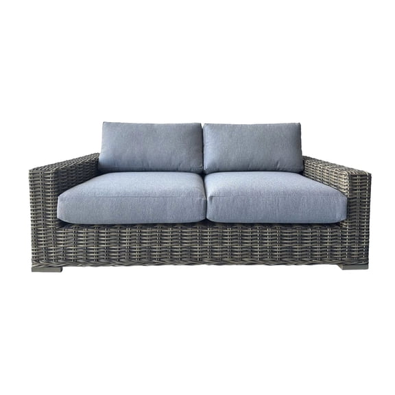 Kinger Home Ella Outdoor Loveseat, Handwoven Wicker Patio Couch with Deep Seat, High Back, Rust-Resistant Steel Frame, Weather-Resistant Cushions, for Deck, Garden, and Backyard