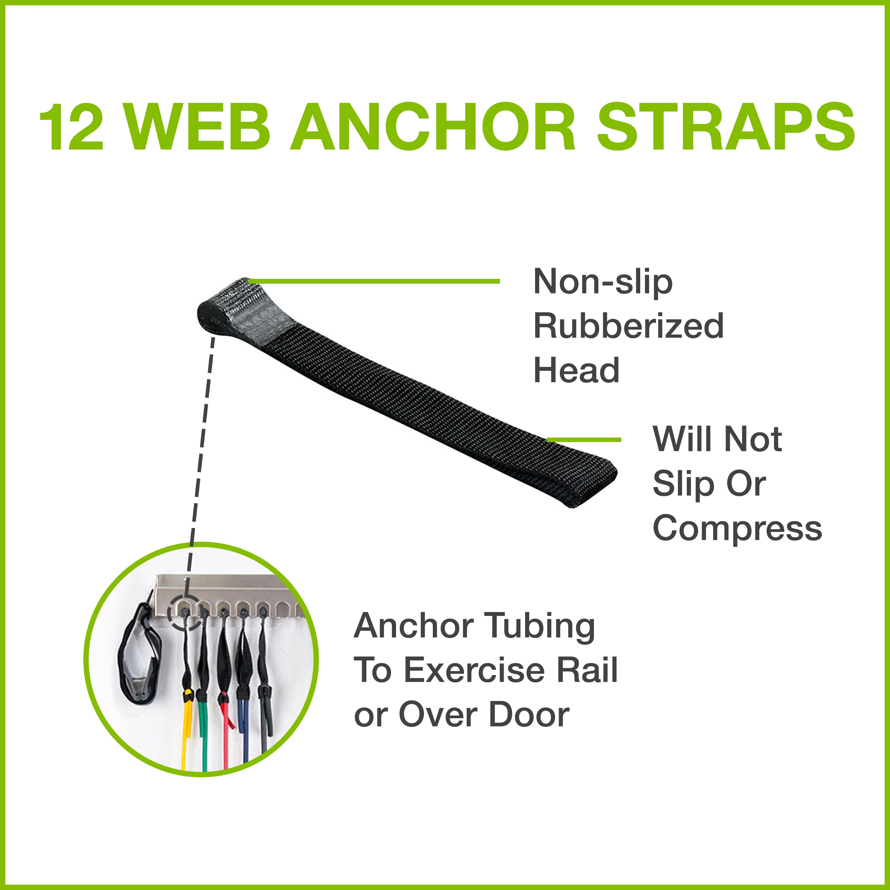 PrePak Products Standard Web Anchor Strap – Resistance Band Exercise Equipment – Home Gym Physical Therapy - Pack of 12