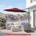 thumbnail image 3 of Costway 10 FT Patio Cantilever Umbrella with 360° Rotation, Easy Tilt Adjustment, 8 Ribs Wine, 3 of 10