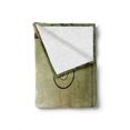 thumbnail image 2 of Tree Soft Flannel Fleece Throw Blanket, Absurt Illustration of Wooden Crescent Hanging on a Tree Branch, Cozy Plush for Indoor and Outdoor Use, 50" x 60", Green Green Brown, by Ambesonne, 2 of 6