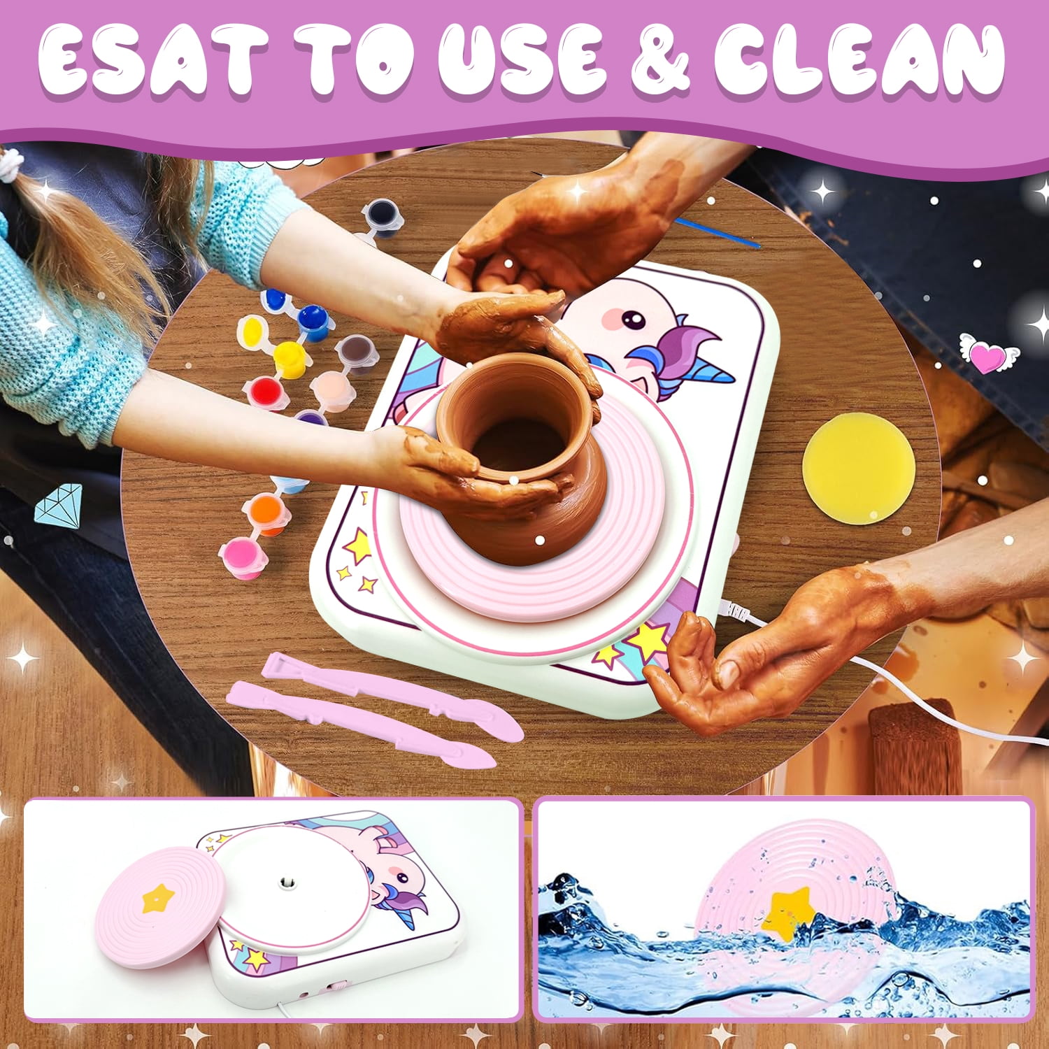 Sytle-Carry Toys for Girls 8 to 11 Years, Pottery Wheel for Kids, Arts and Crafts for Kids, Birthday Gifts for Girls