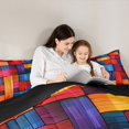 thumbnail image 4 of Manfei Rainbow Stripe Twin Comforter Sets, Vintage Geometric Bedding Set, Multicolor, Black Reversible 2-Piece, 1 Comforter and 1 Pillowcase, 4 of 6