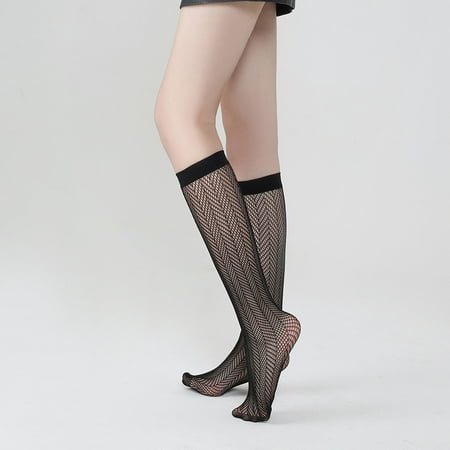 

NEGJ Womens Black Fishnet Socks Lace Hollow Out Mesh Socks