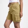 thumbnail image 5 of SOFTCCLO Shorts for Women Casual Solid Cargo Shorts Multi Pocket Elastic Waist Casual Womens Shorts Brown L, 5 of 9