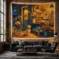 thumbnail image 6 of Golden Dog at European Bakery Shopfront with Cobblestones and Flowers, Nostalgic Vintage for Art Lovers, Warm Wall Art Decor, Housewarming Gift Tapestry Wall Hanging for Living Room and Bedroom, 6 of 7