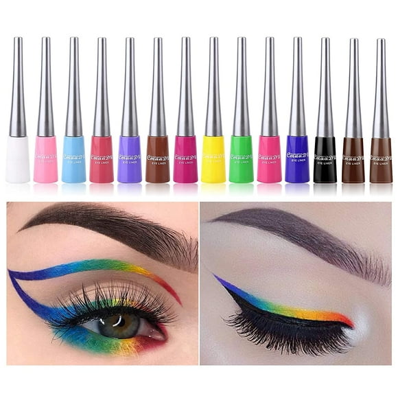 14 Color Matte Liquid Eyeliner Set Colorful Neon White Black Red Brown Green Eye Liners For Women Waterproof Long Lasting Rainbow Eyeliner Pencil Quick Dry Eyes Makeup Kit