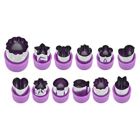 

12Pcs Vegetable Fruit Cutter Mold Flowers Cartoon Shape Cutting Mold Cookie Cutter Steel Biscuit Tools