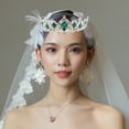 thumbnail image 7 of Qiysamall Royal Crystal Tiara Wedding Crown Headpieces Bridal Hair Accessories (Silver Base, Green), 7 of 7