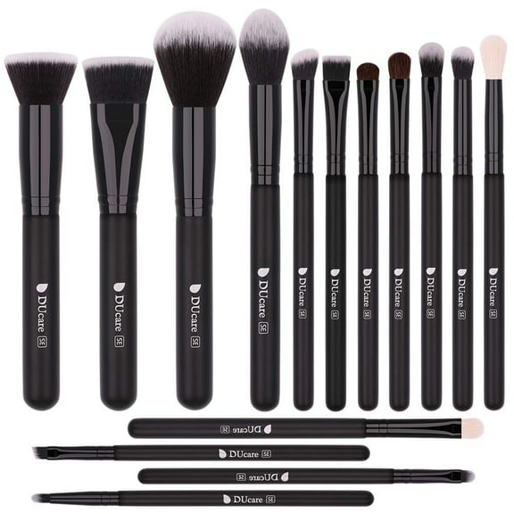 DUcare Premium Synthetic Kabuki Foundation, Concealer, Powder, Blush, Eye Shadow Brushes - 15Pc Set