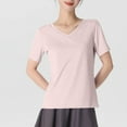 thumbnail image 2 of Kaemgyyd Workout Tops for Women Solid Color Short Sleeve Loose Basic T-Shirts Fashion V Neck Athletic Gym Casual Shirts, 2 of 4