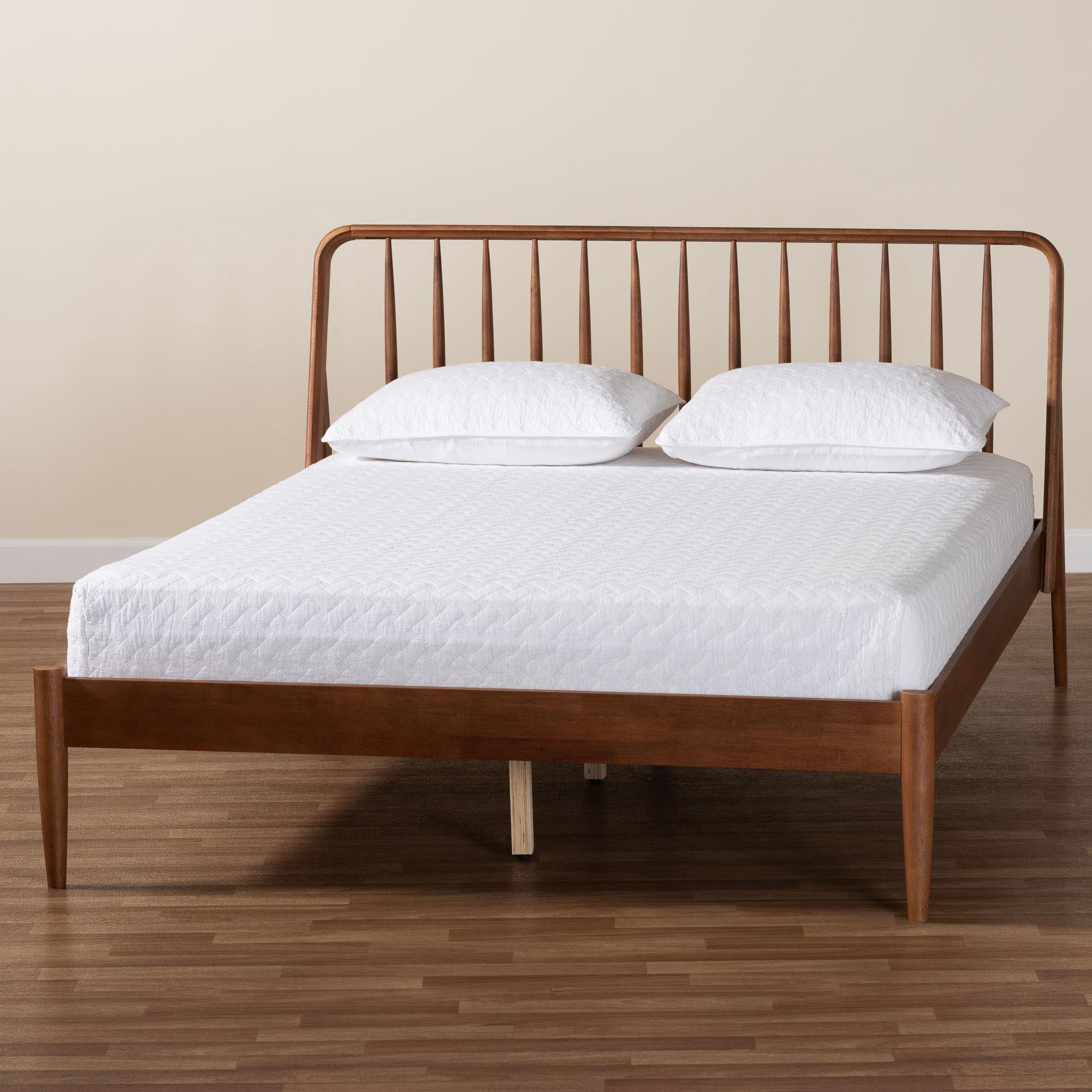 Baxton Studio Maeron Mid-Century Platform Bed, Queen, Walnut Brown