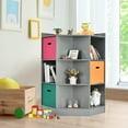 thumbnail image 3 of Gymax 3-Tier Kid Storage Shelf Cubes w/3 Baskets Corner Cabinet Organizer Gray, 3 of 10