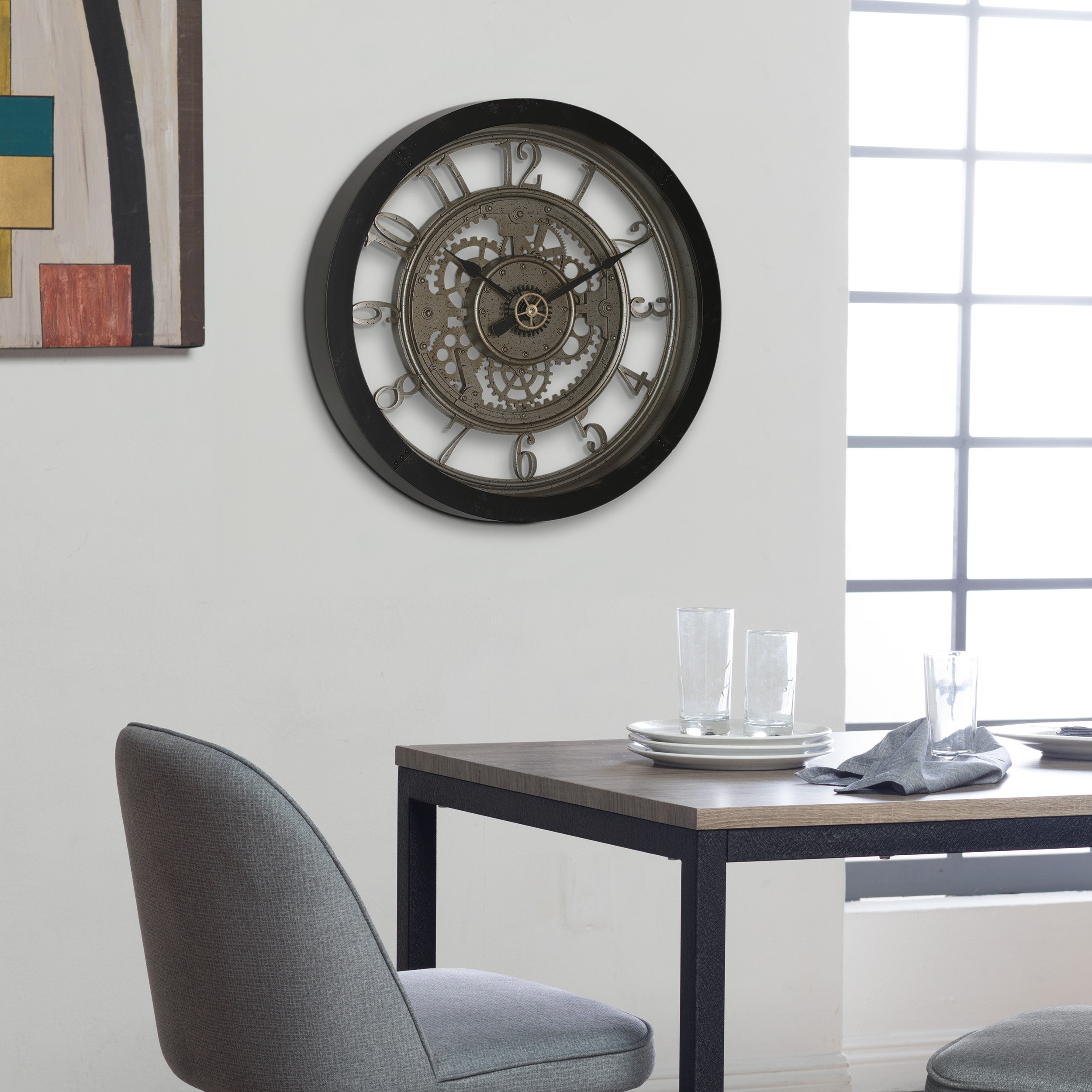 Studio Designs Home Pinnacle Gear 24" Wall Clock with Glass Face