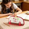 thumbnail image 4 of geerera Large Capacity Pencil Case, Denim & PU Spliced Pen Organizer, Semi-Circular Zipper Pouch for Office, Art & Cosmetic Supplies, 8x4.7x3.1 Inch, 4 of 7