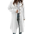 thumbnail image 4 of jtjvou Womens Plaid Shacket Jacket Long Corduroy Shirt Casual Lapel Button Down Flannel Trench Coats White L, 4 of 9