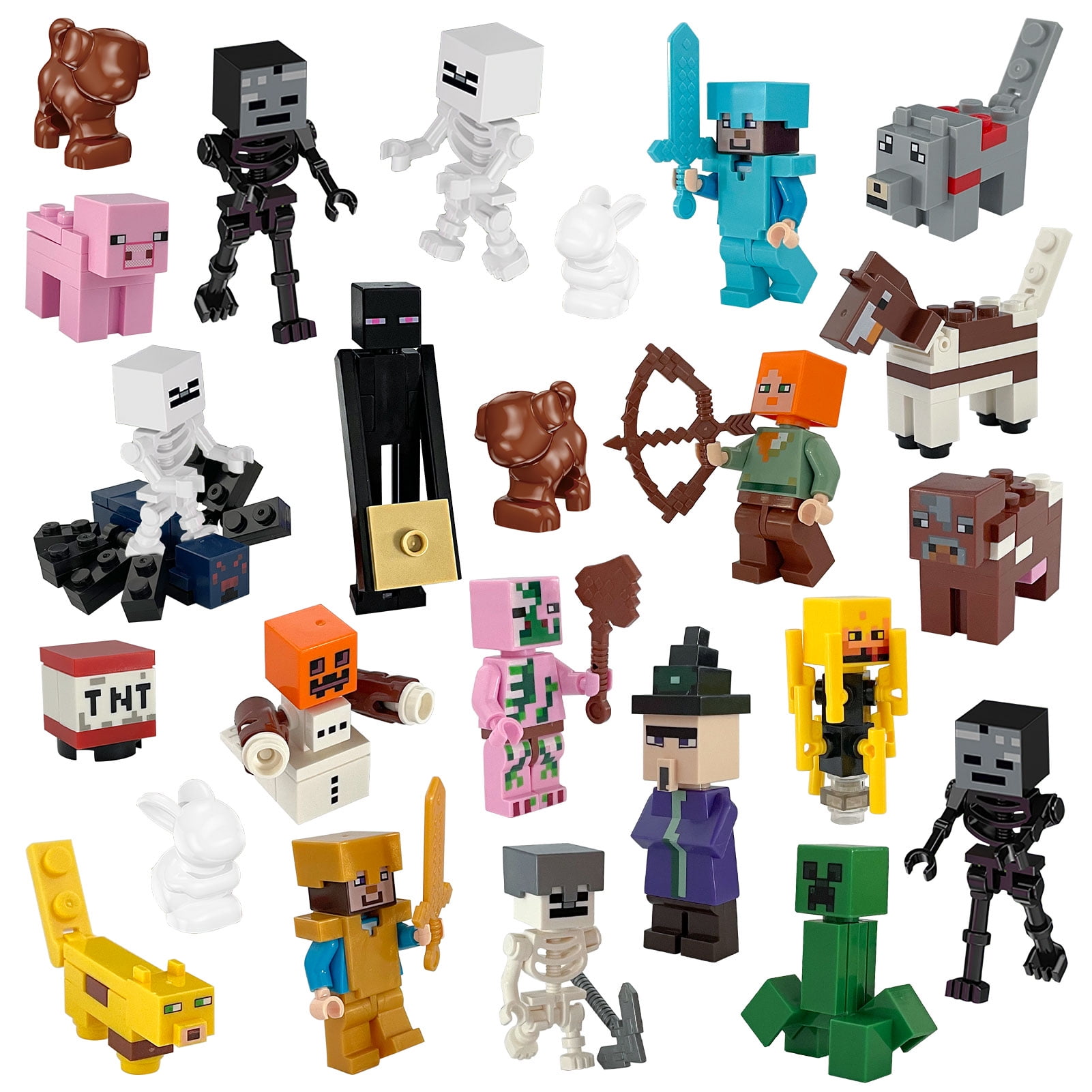 22 Pcs Miner Minifigures Building Blocks Toys Set, Game Pixelated Miner  Character Action Figures Building Kits Collection StitchingToy for Boys  Kids Fans 
