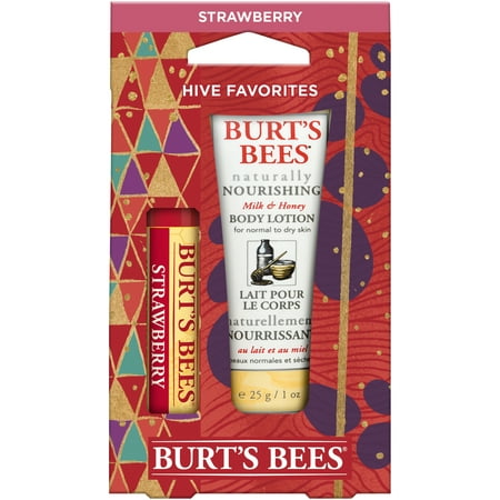 Burt's Bees Hive Favorites Beeswax Holiday Gift Set, 2 Skin Care Products In Gift Box - Strawberry Lip Balm And Travel Size Body (Travel Best Bets App)