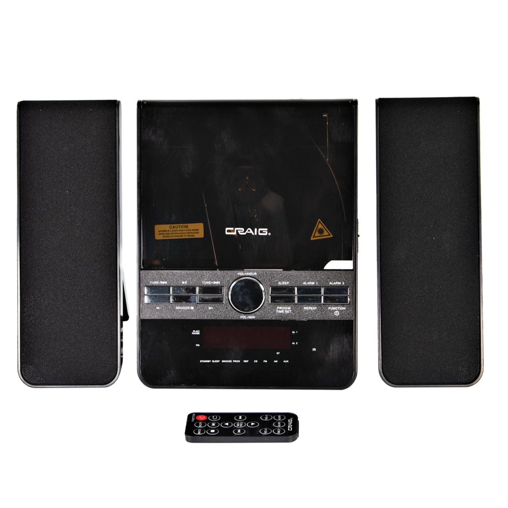 Craig BT 3Pieces CD Shelf System with Dual Alarm Clock AM/FM Stereo Radio