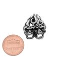 thumbnail image 3 of Highly Polished .925 Sterling Silver 20mm Double Flaming Skulls Pendant, 3 of 7