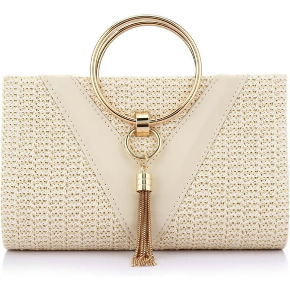 Women Straw Bag Crossbody Clutch Evening Clutch Purse Beach Shoulder Handbag