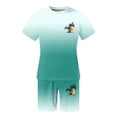 thumbnail image 5 of FUZHIQ Loose Fit Casual Men's Ombre Gradient 2 Piece Outfit Set Sunset Tree Print Short Sleeve T-Shirt & Shorts Summer Beach Holiday Outfit,XL, 5 of 5