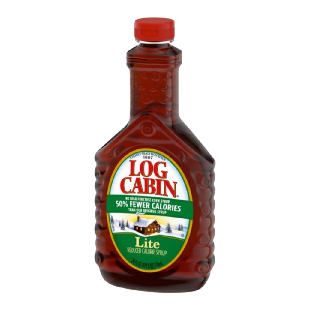Log Cabin Lite Pancake Syrup, 24 fl oz (2 pack) and 8in Silicone Spatula (Color Varies)