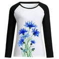 thumbnail image 3 of Haut Décontracté Intelligent pour Femmes Col Rond Imprimé Floral Manches Longues Polyester (Noir, L), 3 of 5
