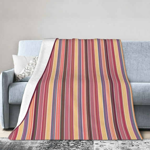 Colourful Simple Stripes Throw Blanket, Anti-Pilling Ultra-Soft Micro Fleece Cover Blanket for Bed Sofa, for All Seasons, 40"x30"