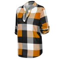 thumbnail image 6 of Oversized Tshirts for Women Casual Long Sleeve Plaid Shirt Slim Jacke Summer Tops for Women Orange XXXXXL, 6 of 7
